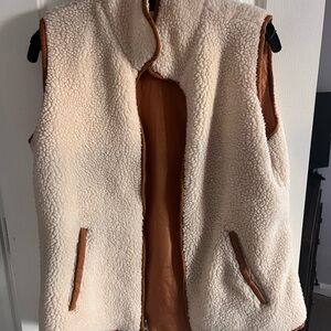 Old Navy Cream and Tan Sherpa Vest